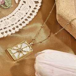 Brass Cubic Zirconia Pendant Necklaces&nbsp;LS-NJEW-H051-01G-02