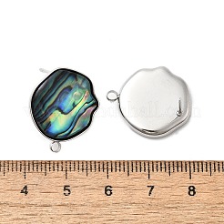304 Stainless Steel Pave Natural Paua Shell Stud Earring Findings&nbsp;STAS-Z125-03P