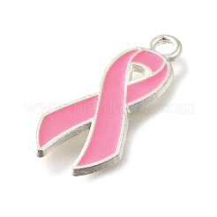 Breast Cancer Pink Awareness Ribbon Theme Alloy Enamel Pendants&nbsp;ENAM-C026-01A-S