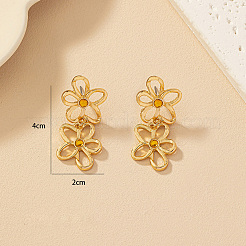 Flower Alloy & Rhinestone Dangle Stud Earrings&nbsp;FS-WG1D96C-01