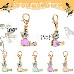 20Pcs Alloy K5 Glass Bird Pendant Decorations&nbsp;HJEW-YW00257