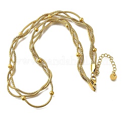 304 Stainless Steel 3-strand Braided Round Snake Chain Necklaces for Women&nbsp;NJEW-M098-04G