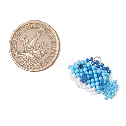 Glass Seed Beaded Fish Pendants&nbsp;PALLOY-MZ01234-02