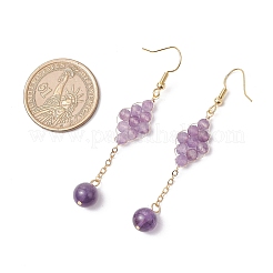 Natural Agate Bead & Natural Amethyst & Natural Citrine & Natural Carnelian & Natural Quartz Crystal Dangle Earrings&nbsp;EJEW-TA00660