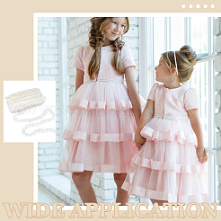 20M Polyester Satin Pleated Lace Ribbon&nbsp;OCOR-WH0093-01A