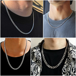 1Pc 304 Stainless Steel Cuban Link Chain Necklaces for Men Women&nbsp;NJEW-BM0001-08D