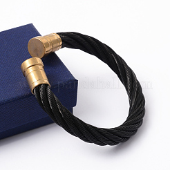 304 Stainless Steel Cuff Bangles Torque Bangles&nbsp;BJEW-F210-08A