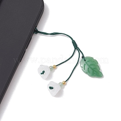 Imitation Jade Glass & Natural Green Aventurine  Pendant Mobile Straps&nbsp;HJEW-JM01900