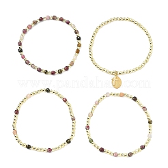 4Pcs 4 Styles Adjustable Natural Tourmalinated Quartz & Synthetic Hematite Bead Bracelets&nbsp;BJEW-JB14151-01
