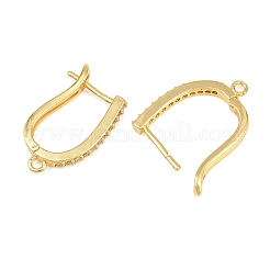 Brass Micro Pave Clear Cubic Zirconia Hoop Earring Findings&nbsp;KK-K340-37G