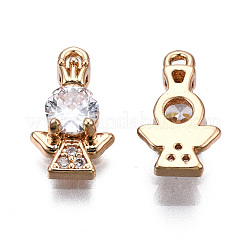 Brass Micro Pave Clear Cubic Zirconia Charms&nbsp;KK-S359-100-RS