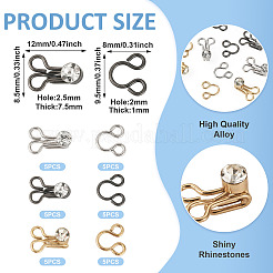 15Sets 3 Colors Alloy Rhinestone Hook and Eye Fasteners&nbsp;FIND-TA0006-54