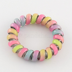 Printed Plastic Telephone Cord Elastic Hair Ties&nbsp;OHAR-R111-10