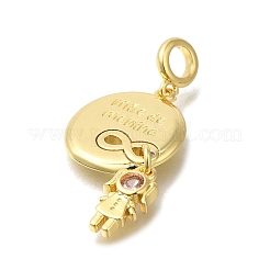 Brass Cubic Zirconia European Dangle Charms&nbsp;KK-R002-23G-02