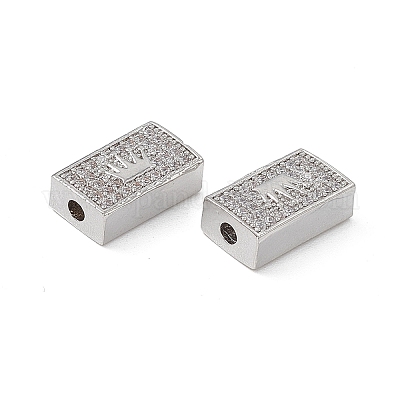Brass Micro Pave Clear Cubic Zirconia Beads&nbsp;KK-E068-VB461-1