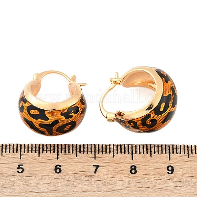 Brass Enamel Hoop Earrings&nbsp;EJEW-P301-07G-1