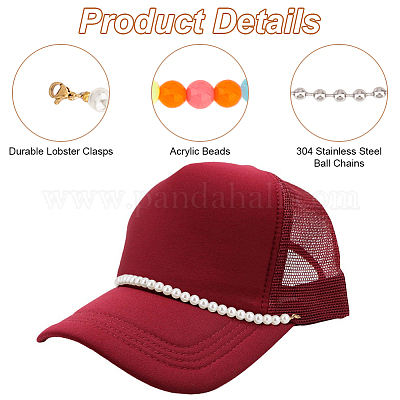 Wholesale 5Pcs 5 Styles Round Plastic & Acrylic Beads Baseball Cap ...