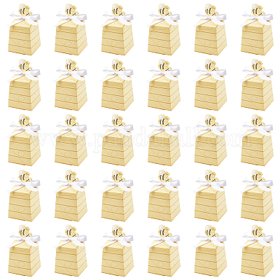 Paper with Polyester Ribbon Bees Candy Boxes&nbsp;CON-WH0079-70-1