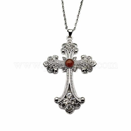 Vintage sparkling Alloy Rhinestone Cross Pendants Necklaces for Women IL0019-15-1