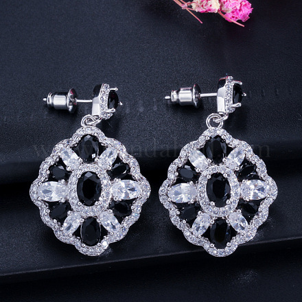 Brass Micro Pave Cubic Zirconia Dangle Stud Earrings WG0A5CC-08-1