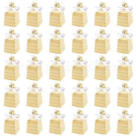 Paper with Polyester Ribbon Bees Candy Boxes&nbsp;CON-WH0079-70-1