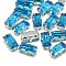 Sew on Rhinestone, Multi-strand Links, Glass Rhinestone, with Brass Prong Settings, Garments Accessories, Faceted, Rectangle, Platinum, Aquamarine, 10.5x5.5x4mm, Hole: 1mm