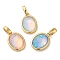 Rack Plating Brass with Synthetic Opal Pendants, Cadmium Free & Lead Free, Oval, Mixed Color, 15x11x5mm, Hole: 5mm