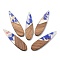 Resin and Walnut Pendants, Teardrop Charm, Cornflower Blue, 52.5x13.5x2.5mm, Hole: 1.6mm
