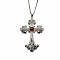 Vintage sparkling Alloy Rhinestone Cross Pendants Necklaces for Women, Platinum, 19.69 inch(50cm)