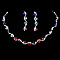 Flat Round Brass Rhinestone Chain Necklaces & Stud Earrings, Silver, Colorful, 450mm & 45mm