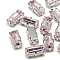 Sew on Rhinestone, Multi-strand Links, Glass Rhinestone, with Brass Prong Settings, Garments Accessories, Faceted, Rectangle, Platinum, Light Rose, 10.5x5.5x4mm, Hole: 1mm