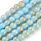 Natural Mashan Jade Beads Strands, with Gold Powder, Dyed, Round, Sky Blue, 4mm, Hole: 1mm, about 90pcs/strand, 16 inch