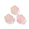 Transparent Glass Beads, Flowers Rose, Baking Paint, Flamingo, 11.5x12x8.5mm, Hole: 1.2mm