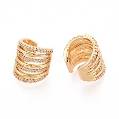 Brass Micro Pave Clear Cubic Zirconia Cuff Earrings&nbsp;EJEW-T047-60G