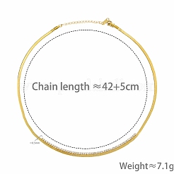 304 Stainless Steel Pave Square Clear Cubic Zirconia Flat Snake Chain Necklaces for Women&nbsp;WG60D5C-01