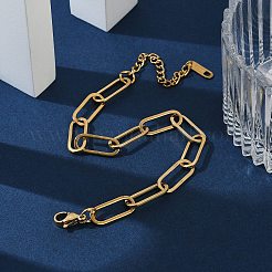 Simple 304 Stainless Steel Paperclip Chains Bracelets for Summer Beach&nbsp;PM6439-9
