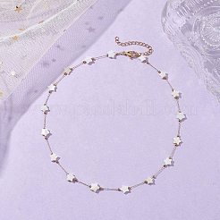 316 Stainless Steel Paperclip Chain & Star Natural White Shell Link Necklaces&nbsp;NJEW-JN05034