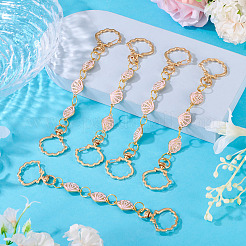 5Pcs Alloy Pink Enamel Shell Link Bag Extender Chains&nbsp;HJEW-TAC0103