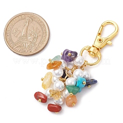 Chakra Natural Red Jasper & Green Aventurine & Red Aventurine & Citrine & Lapis Lazuli & Amethyst & Synthetic Turquoise Chip Pendant Decorations&nbsp;HJEW-JM02516