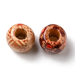 100Pcs Printed Wooden Dyed Beads&nbsp;WOOD-P019-01B