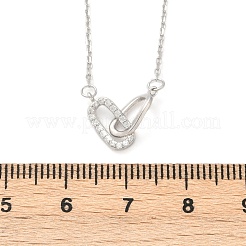 925 Sterling Silver Micro Pave Clear Cubic Zirconia Pendant Necklaces&nbsp;NJEW-D317-01P
