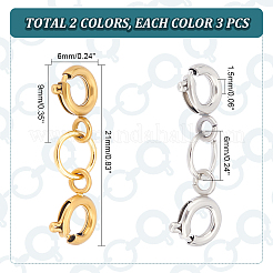 6Pcs 2 Colors 304 Stainless Steel Spring Ring Clasps&nbsp;FIND-AB00013