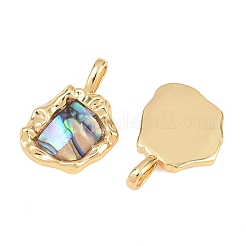 Brass Natural Paua Shell Irregular Pendants&nbsp;KK-I453-01G-03