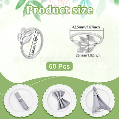 60Pcs Christmas Theme Alloy Leaf Napkin Rings&nbsp;AJEW-PB0001-03P
