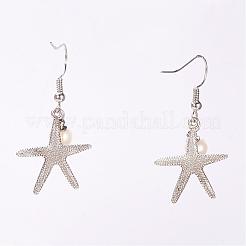 Dangle Retro Alloy Starfish/Sea Stars Pendants Earrings for Women&nbsp;EJEW-PJE687