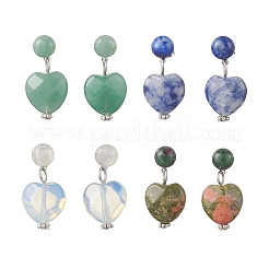 Heart Mixed Stone Dangle Stud Earrings&nbsp;EJEW-JE06919