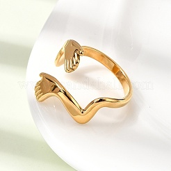 304 Stainless Steel Cuff Open Rings for Women&nbsp;RJEW-L342-01G