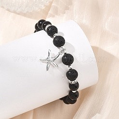 2Pcs Starfish 304 Stainless Steel Charm Bracelets&nbsp;BJEW-JB14088