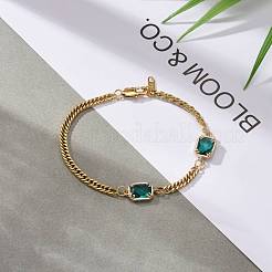 Rectangle with Glass Link Bracelets&nbsp;BJEW-JB06275-02