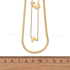 304 Stainless Steel Double Layer Link Chain Necklaces&nbsp;NJEW-R026-01G-01